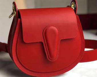 Borsa a tracolla in pelle rossa per donna