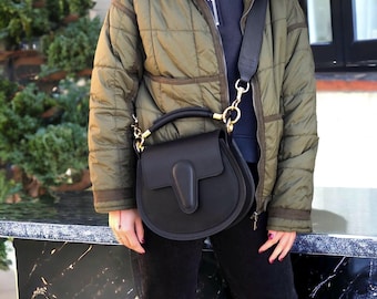 Black crossbody bag for women Leather hand bag for women Best birthday gift for wife