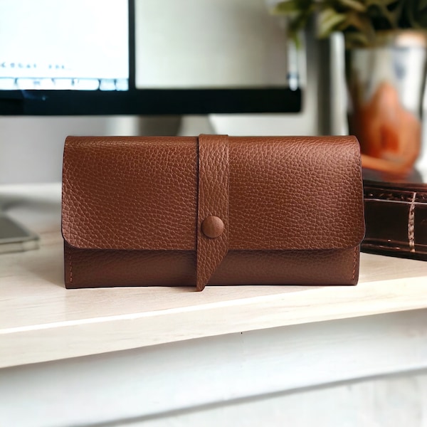 Personalized birthday gift for mom Leather cash envelope wallet Custom long wallet women Minimalist wallet Best gift for women