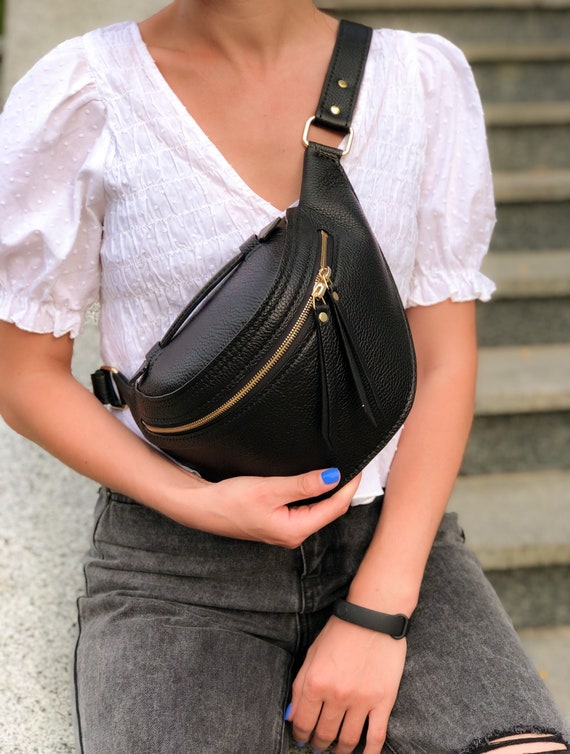 Womens black bumbag cheap