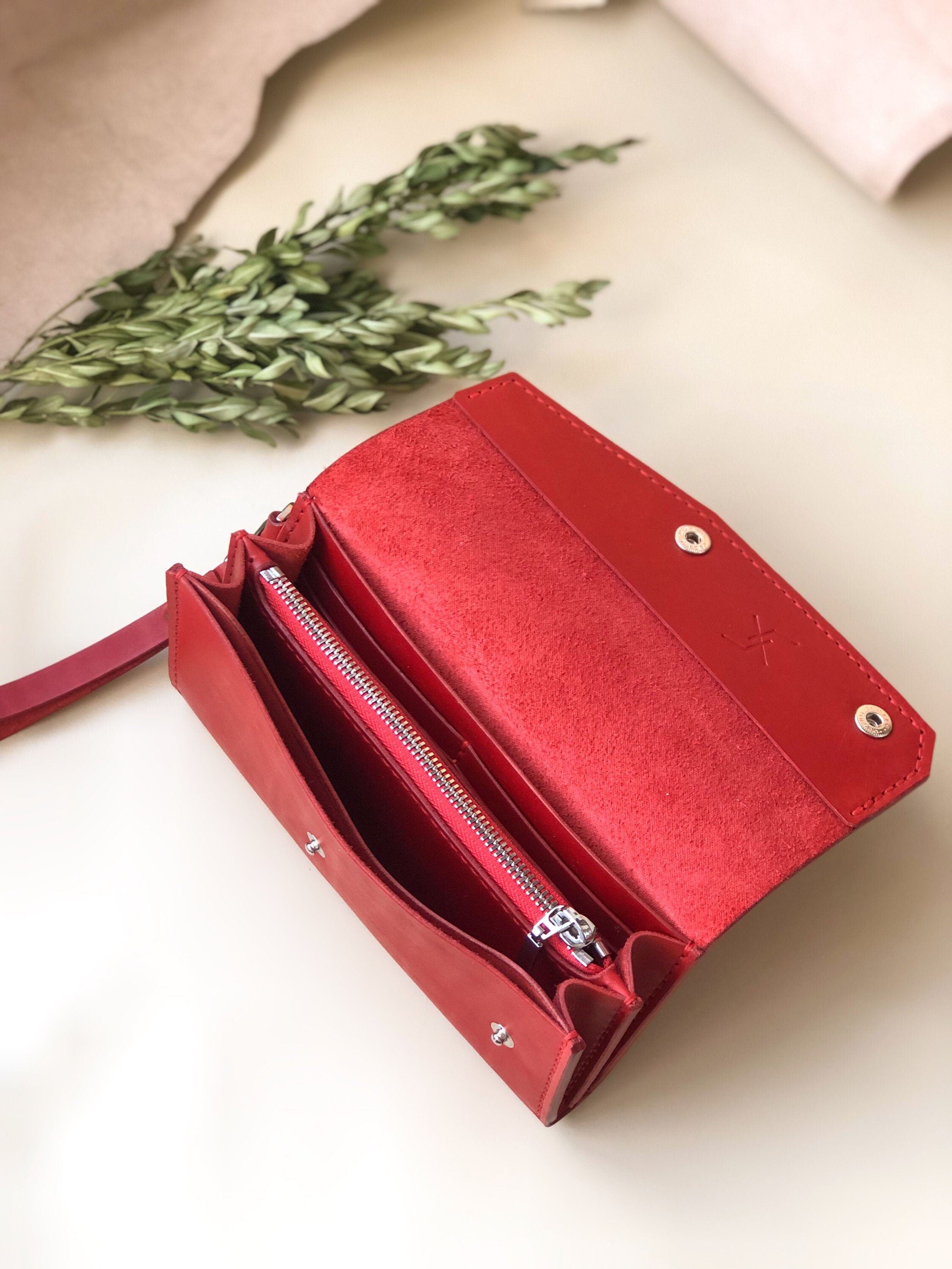 Red wallets for women. Personalized clutch wallet with Etsy