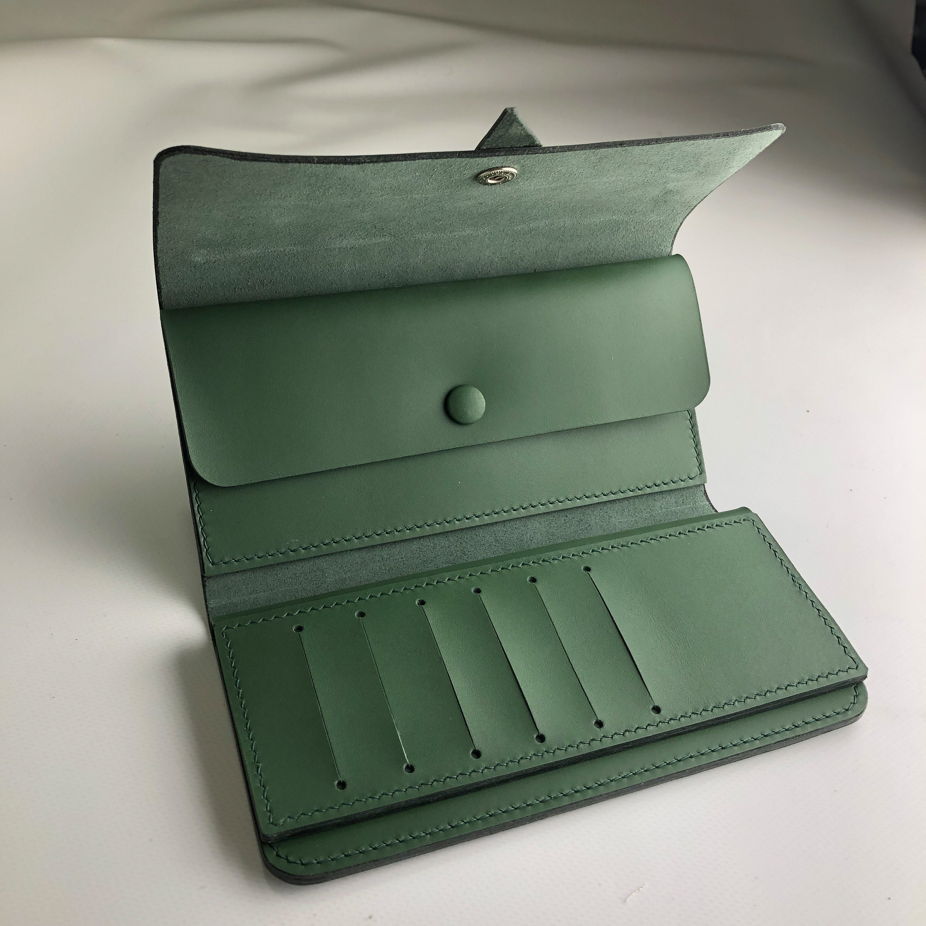 Green Long Leather Wallet for Women Personalized Women Leather Wallet ...