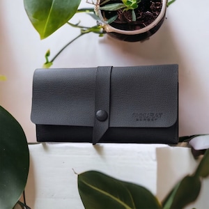 Portefeuille en cuir noir pour femme, cadeau unique pour la fête des mères, portefeuille personnalisé, cadeau personnalisé pour elle, cadeau d'anniversaire pour soeur
