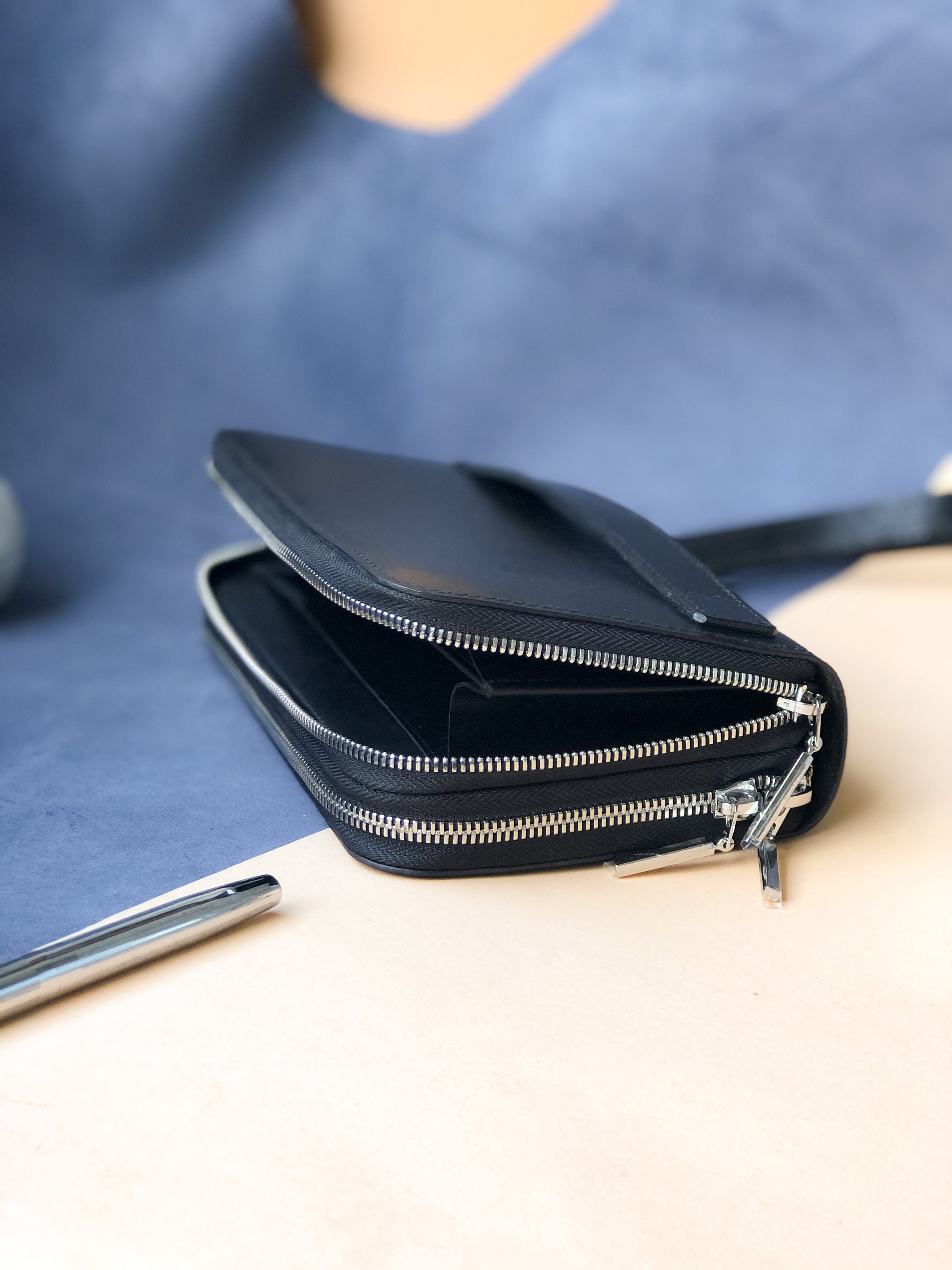 Mens zipper wallet leather Etsy