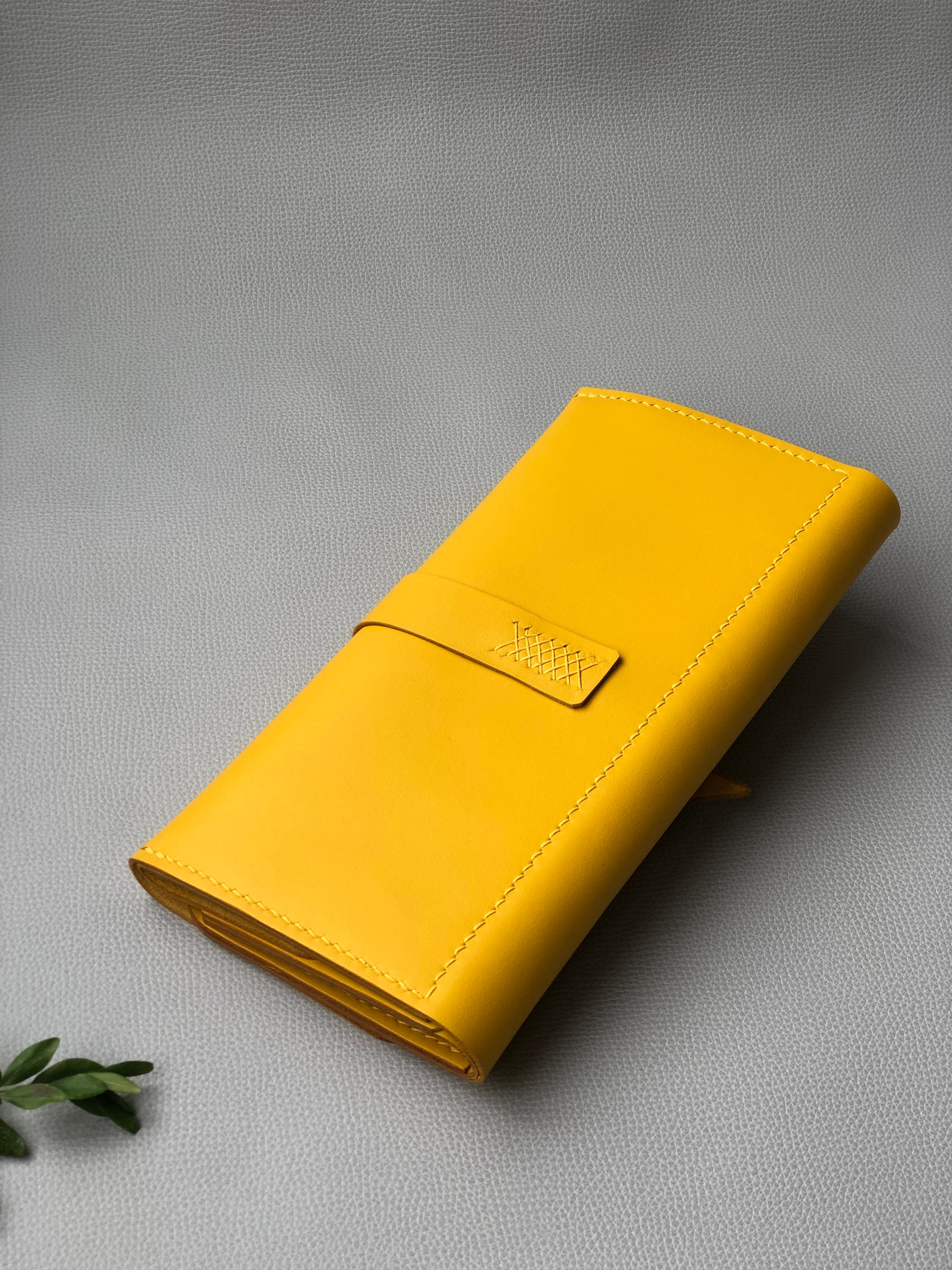Yellow leather wallet for women's. Personalized womens Etsy
