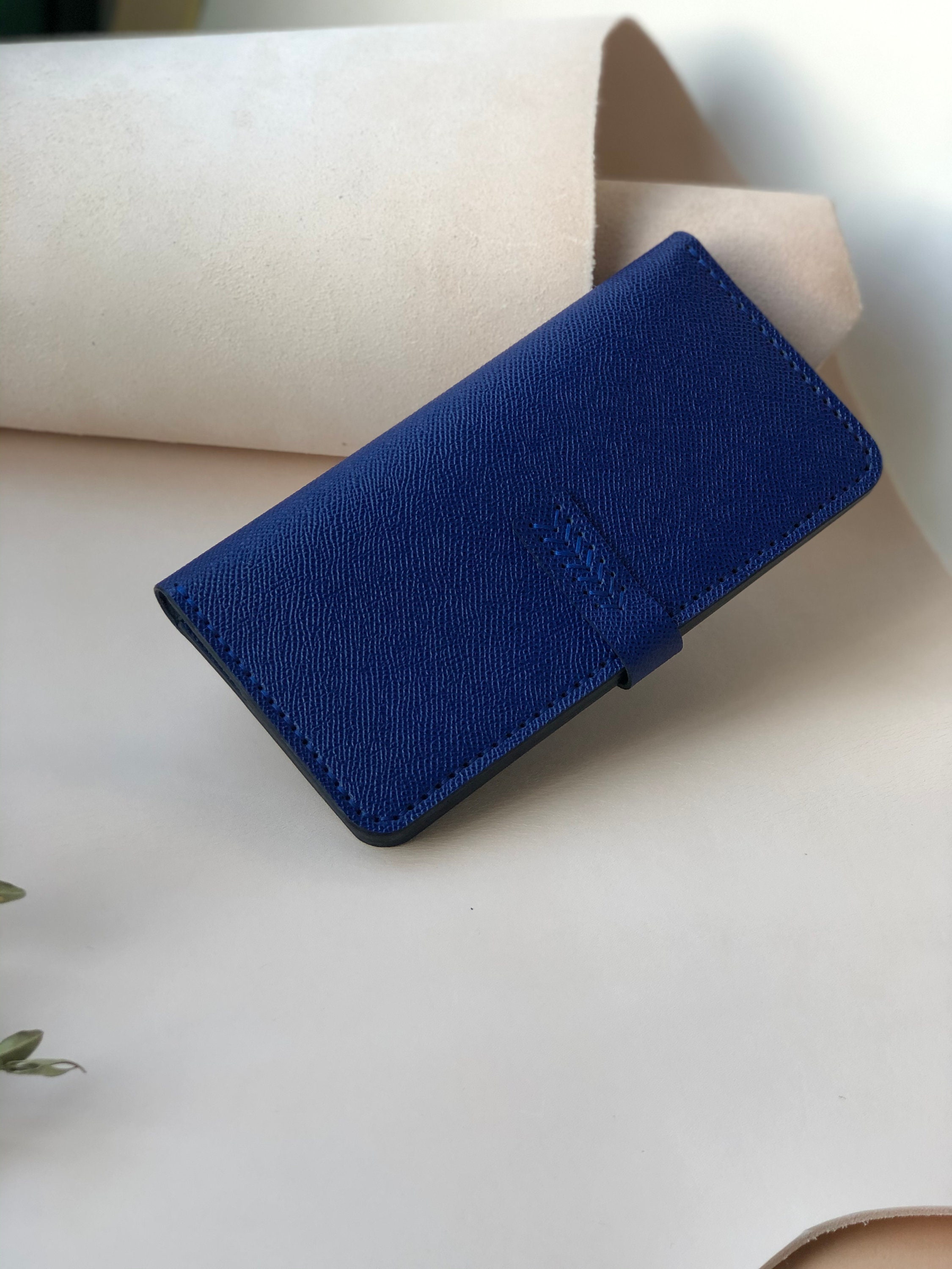 Blue Leather Cash Envelope Wallet Mother Days Gifts Leather Etsy
