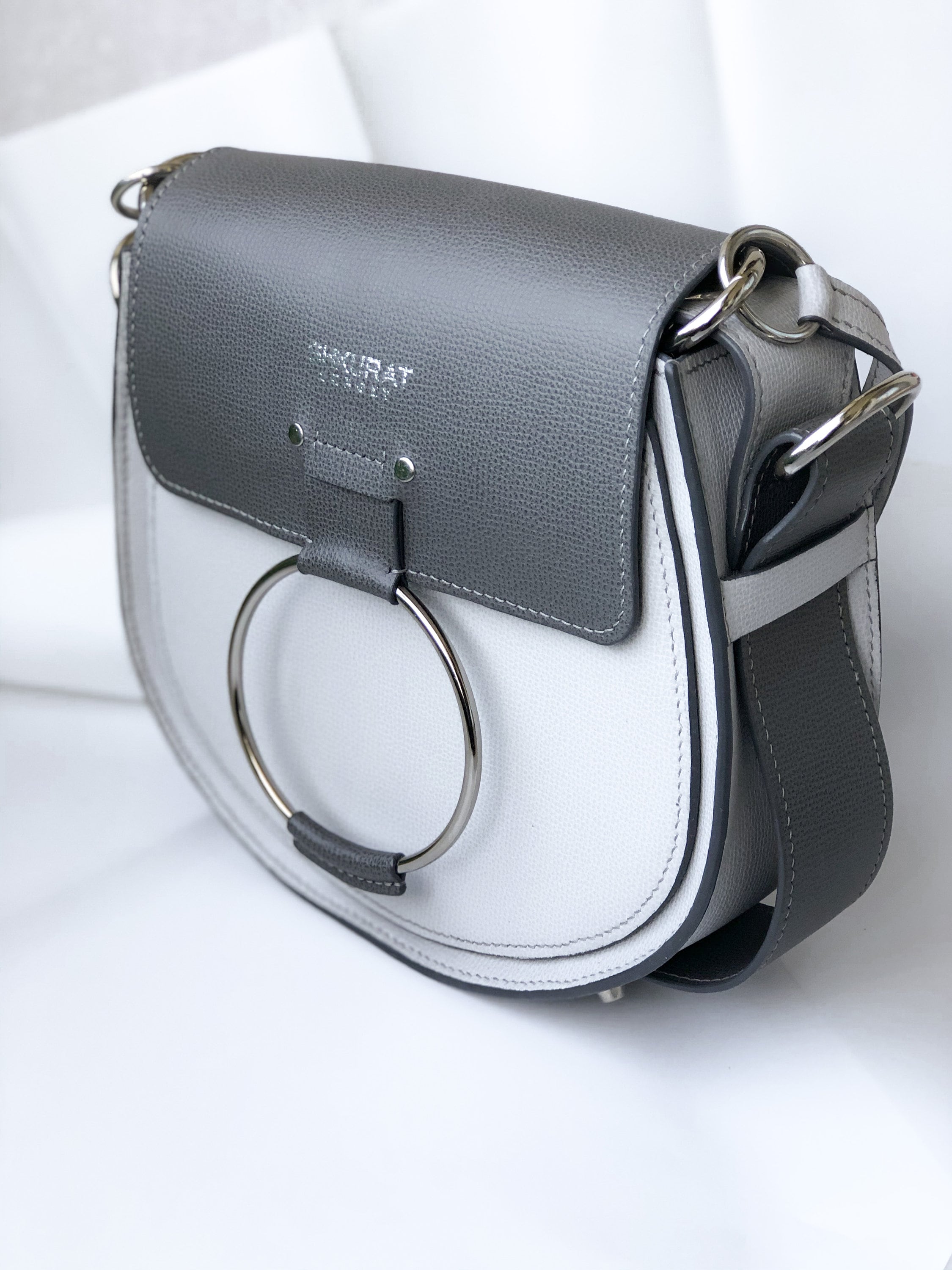 Gray leather saddle bag for women Etsy