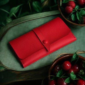 Cartera de piel roja para mujer El mejor regalo de cumpleaños para la tía Regalo único para el día de la madre