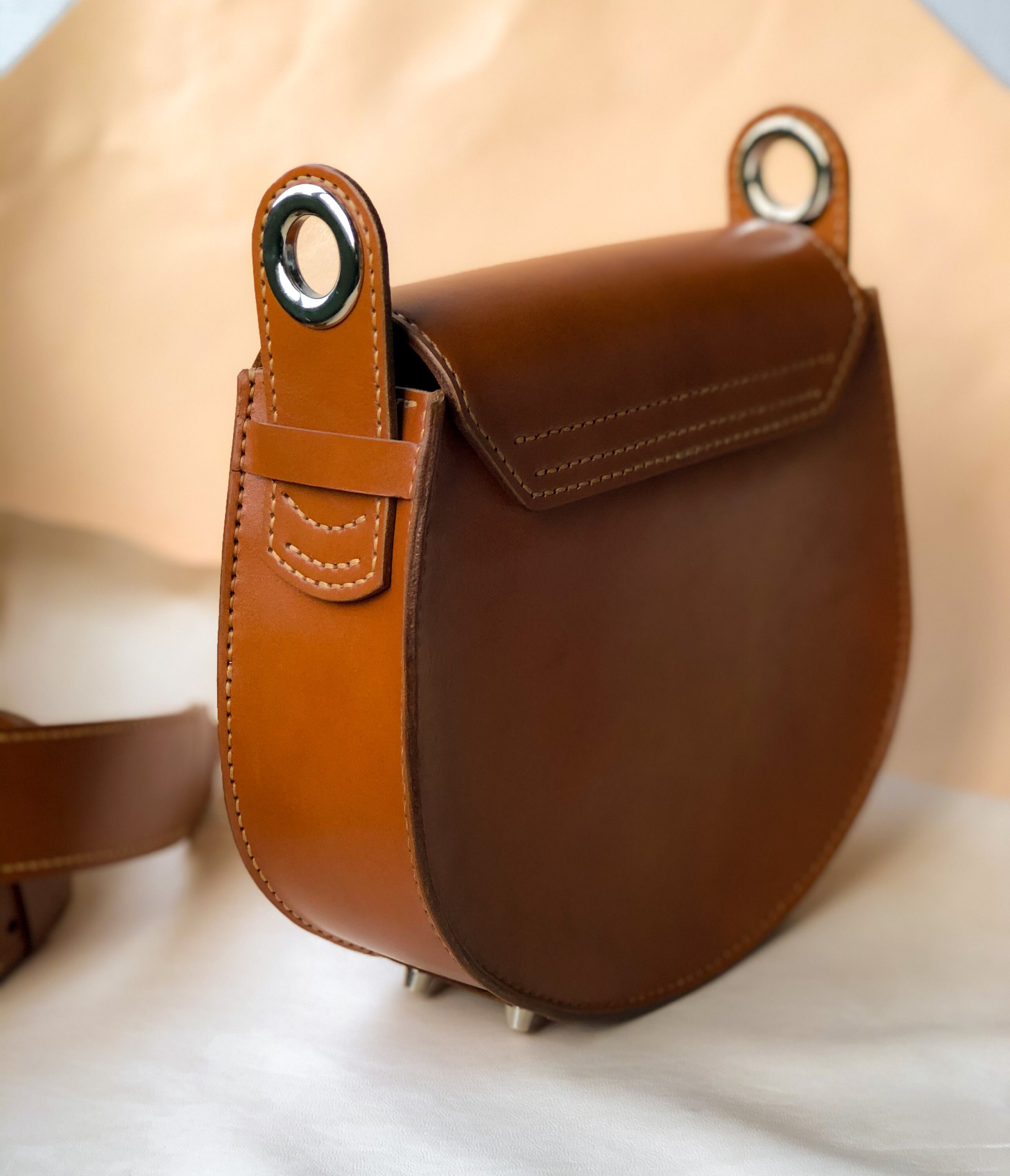 Tan leather crossbody bag Crossbody saddle bag Etsy
