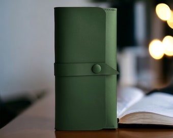 Cartera larga de piel verde para mujer Cartera de piel de mujer personalizada
