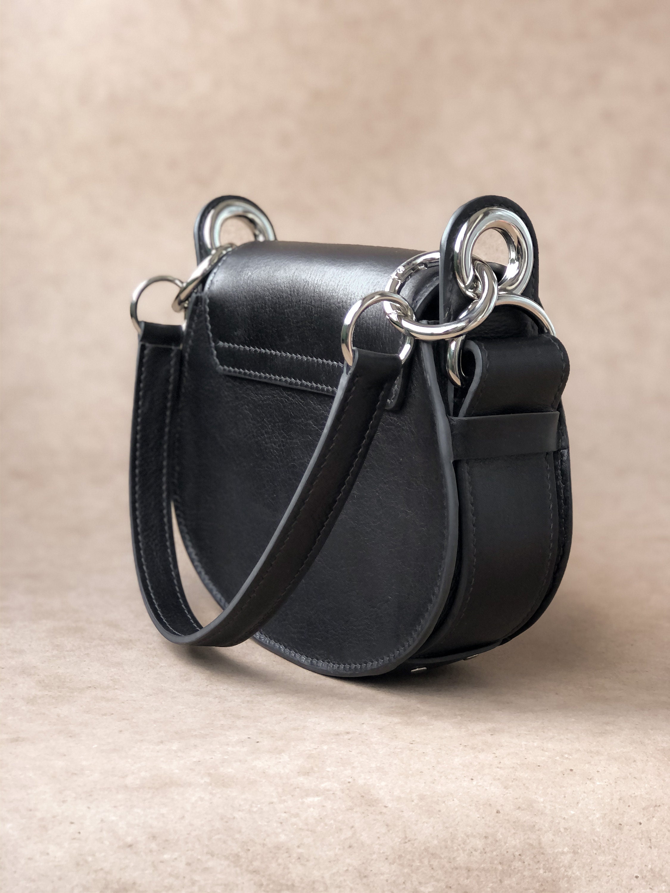 Mini saddle bag purse Black leather saddle bag for women Etsy