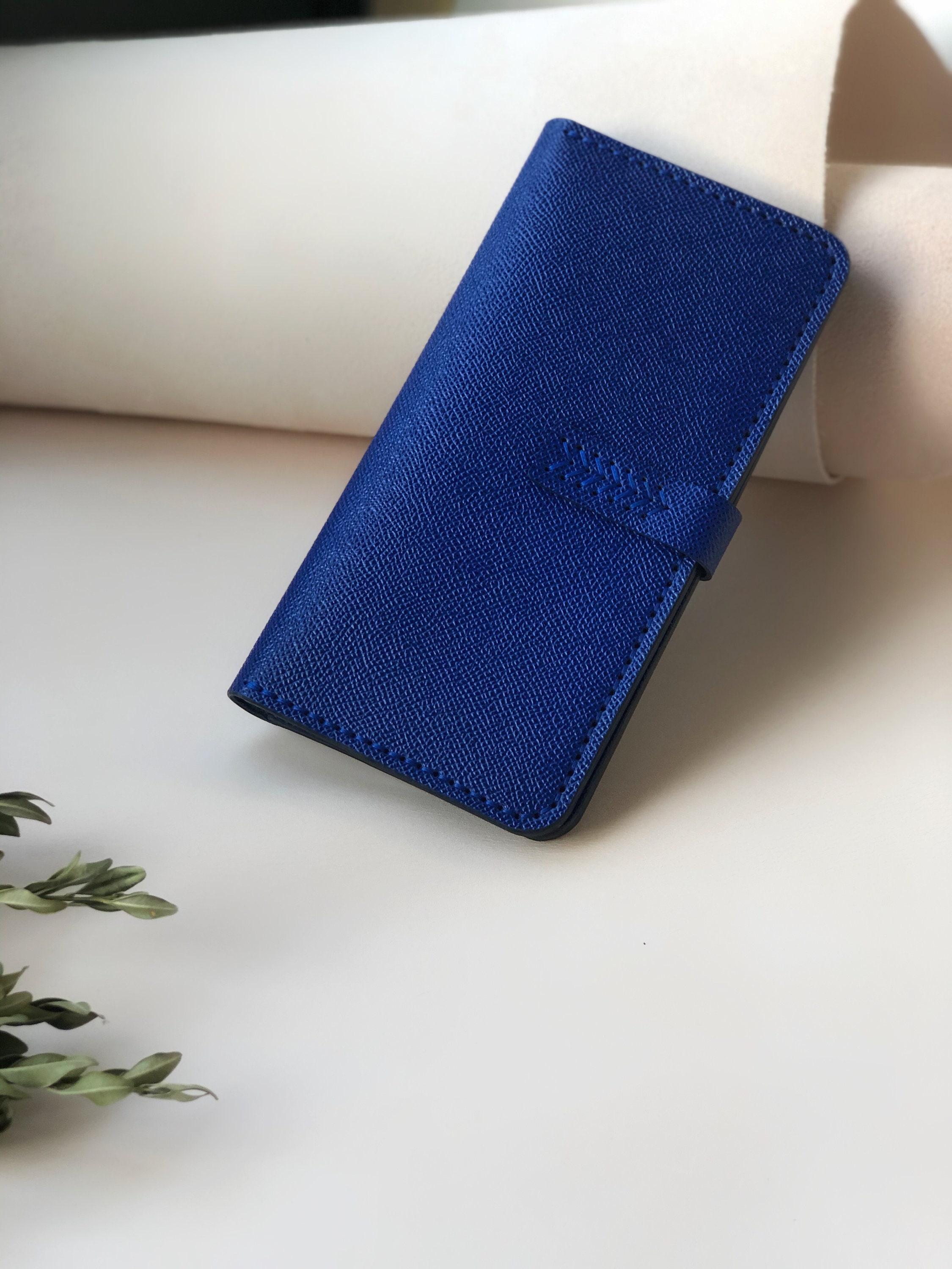 Blue Leather Cash Envelope Wallet Mother Days Gifts Leather Etsy