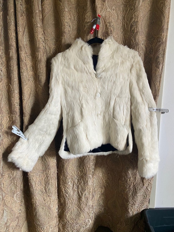 Vintage Rabbit Fur Coat Glam Ivory White Rabbit Fu