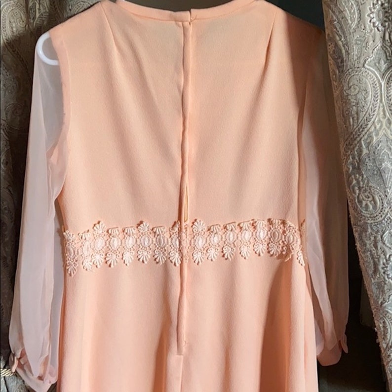 1940\u2019s Vintage PinkPeach Night RobeNight gown, Over Slip Bedtime Dress