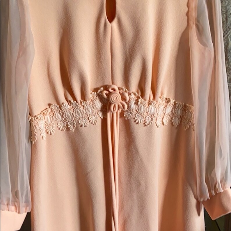 1940\u2019s Vintage PinkPeach Night RobeNight gown, Over Slip Bedtime Dress