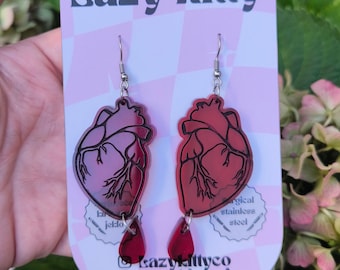 Bleeding Heart Earrings | Anatomical Heart Jewelry