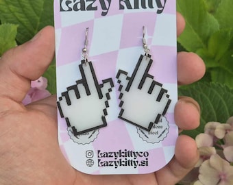 Hand Mouse Cursor Acrylic Dangle Earrings