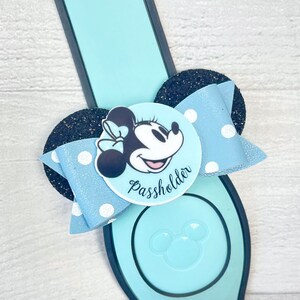 Light Blue Passholder Ear Band Bow | Magic Band Bow