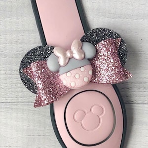 Pink & Gray Ear Band Bow | Magic Band Bow