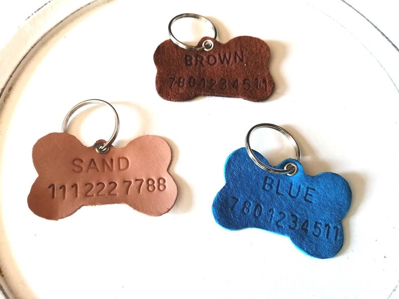 Personalized Leather Dog ID Tag Pet Id for Dogs Custom Etsy