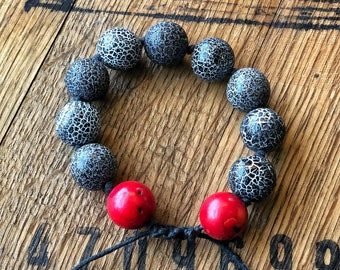 Red and Black Coral beads bracelet