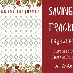Rustic floral savings tracker, printable tracker, financial money tracker, digital download, instant print, bullet journal tracker