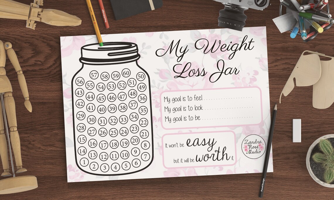 Weight Loss Tracker, Printable, Weight Loss Jar, Instant Download ...