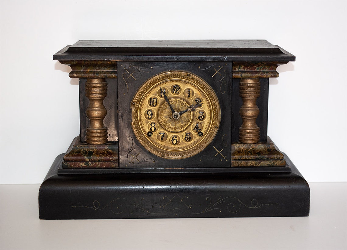 Antique Pendulum Fireplace Clock USA Thor Extra Gilbert Clock Etsy