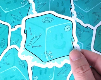 Gelatinous Cube - Cute Dungeons and Dragons TTRPG 3 In Waterproof Vinyl Sticker