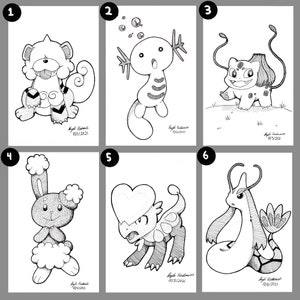 Original Inked Poketober / Pocket Monster Illustrations - Year 2