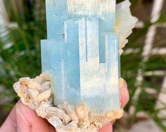 Cluster Of Aquamarine Sky Blue Crystal Step Wise Crystal From Nagar - 151 Gram