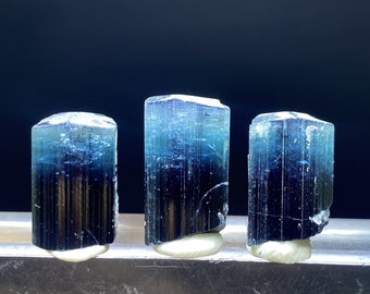 Blue Cap Tourmaline Crystal: Raw Trigonal Gemstone from Afghanistan