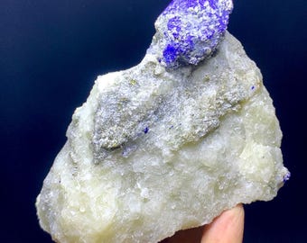 Fluorescent Massive Size Ink Blue Lazurite With Pyrite Combination - 480 Gram