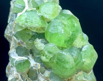 Apple Green Peridot Crystal Cluster On Matrix From Supat Valley - 350 Gram