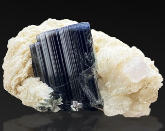 Blue Cap Tourmaline Crystal with Cleavelandite - Afghanistan, 112 Gram