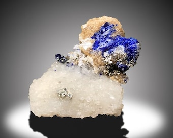 ラズライト結晶標本：インクブルーと金色の黄鉄鉱 - アフガニスタン