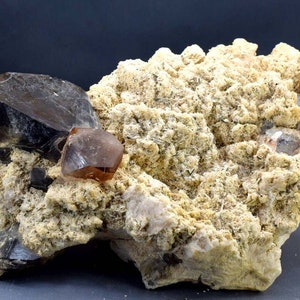 Topaz Specimen , Terminated Damage Free Natural Huge Size Topaz Crystal With Black Tourmaline Spray From Pakistan - 1835 Gram - 218*145*40mm