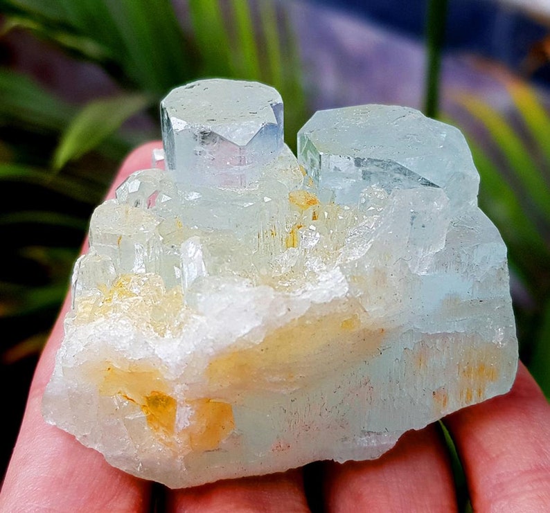Steps Terminations Damage Free Natural Aquamarine Blue Color Aquamarine Crystal 53*50*32 mm 93 Gram