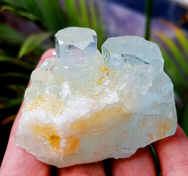 Steps Terminations Damage Free Natural Aquamarine Blue Color Aquamarine Crystal 53*50*32 mm 93 Gram