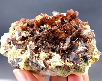 Axinite crystals , Bunch On Matrix - 185 Gram - 73*67*40 mm