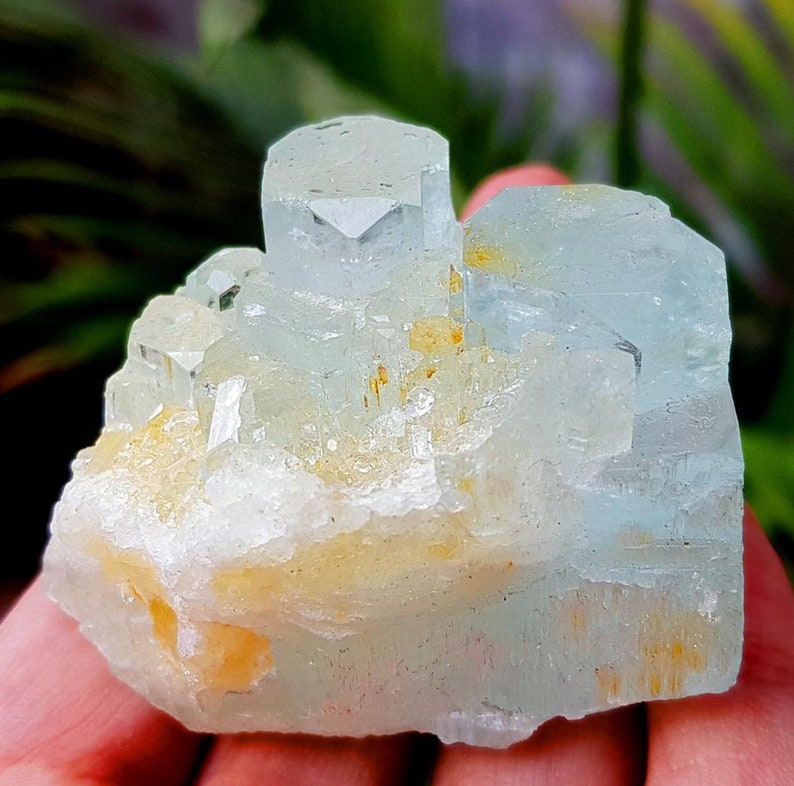 Steps Terminations Damage Free Natural Aquamarine Blue Color Aquamarine Crystal 53*50*32 mm 93 Gram