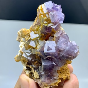 Cluster Of Purple Cubic Fluorite Specimen, Natural Purple Phantom Cubic Fluorite, Collection Grade Purple Fluorite From Baluchistan, 90 Gram