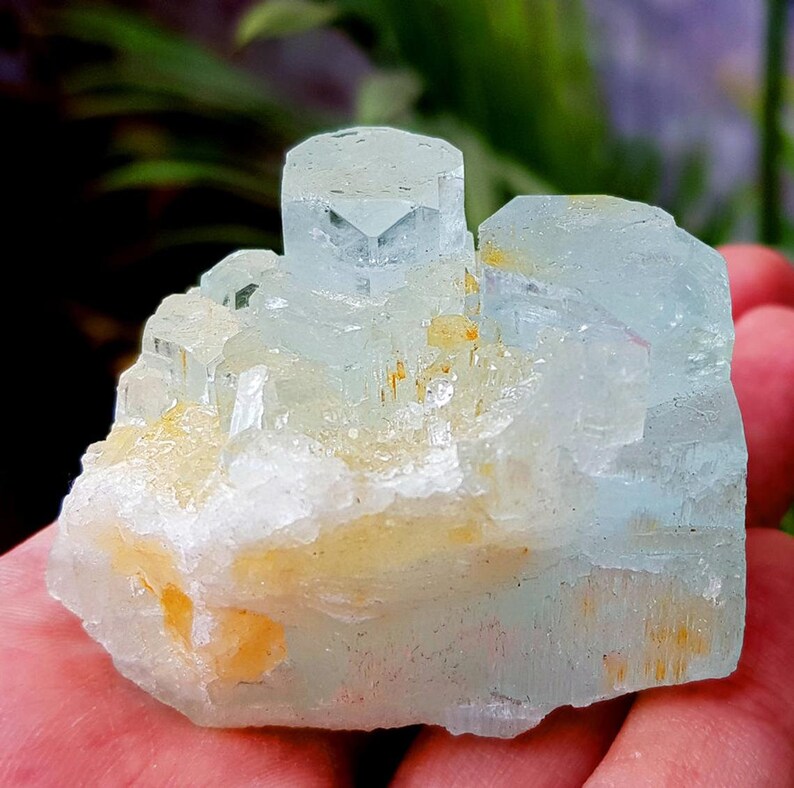 Steps Terminations Damage Free Natural Aquamarine Blue Color Aquamarine Crystal 53*50*32 mm 93 Gram