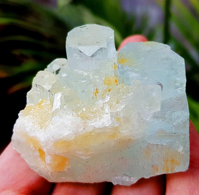 Steps Terminations Damage Free Natural Aquamarine Blue Color Aquamarine Crystal 53*50*32 mm 93 Gram