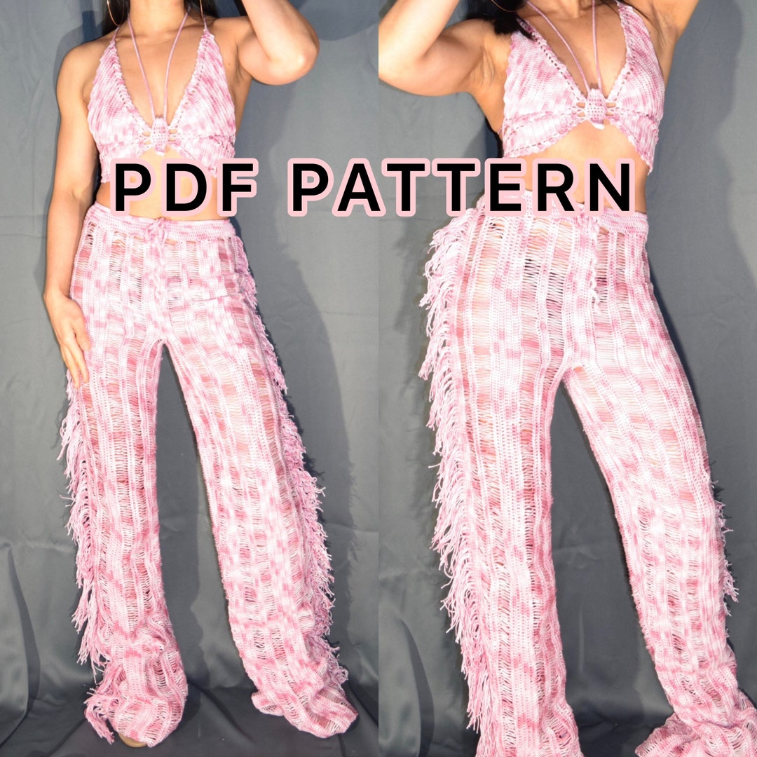 Crochet Mesh Pants Pattern DIY Mesh Pants W/ Fringe Pattern Beach Swim
