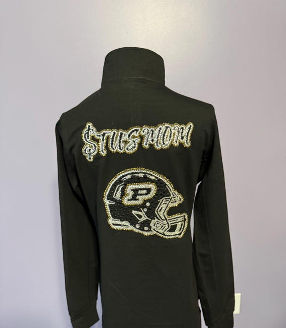 Rhinestoned Custom Quarter-zip Jacket - Etsy