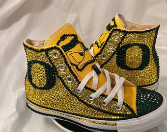 Rhinestone Converse Hi-Tops: Custom Team Bling Shoes Both Sides