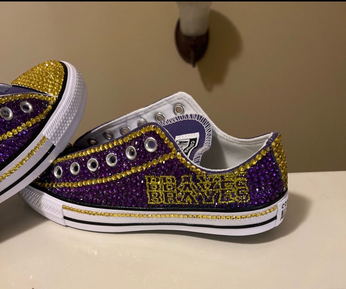 HBCU Rhinestoned Low Top Converse Tennis Shoes. -  UK