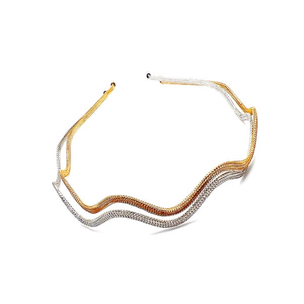 Minimalist Wave Thin Headband, Simple Metal Skinny Headband, Modern Gold Silver Hairband, Everyday Jewelry Headband, Fancy Hair Accessory