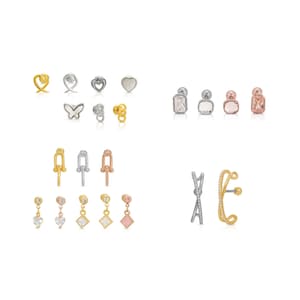 18G CZ Surgical Steel Dainty Heart Cartilage Stud • Helix Tragus Screw Back Earring